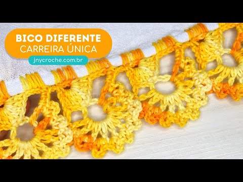 BICO DE CROCHÊ DIFERENTE PARA PANO DE PRATO CARREIRA ÚNICA PRÁTICO E BONITO – JNY CROCHÊ
