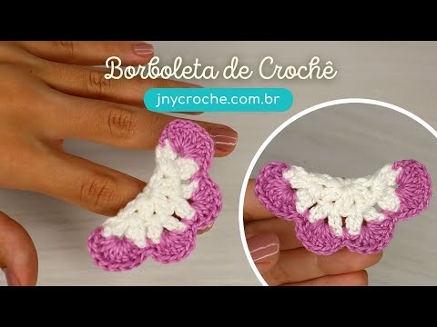 BORBOLETA DE CROCHÊ PARA APLICAÇÃO OU ÍMÃ DE GELADEIRA  – JNY Crochê
