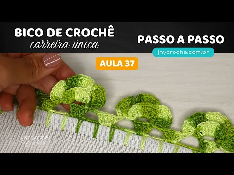 BICO DE CROCHÊ COM FLOR CARREIRA ÚNICA | Aula 37 – JNY Crochê