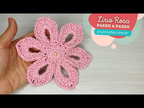 FLOR DE CROCHÊ LÍRIO ROSA EM BARBANTE – JNY Crochê