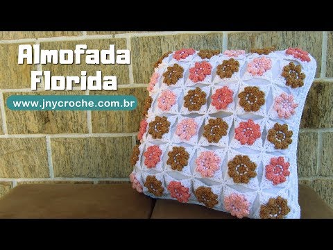 Almofada de crochê Florida Dupla face | Aula Club do Crochê – JNY Crochê