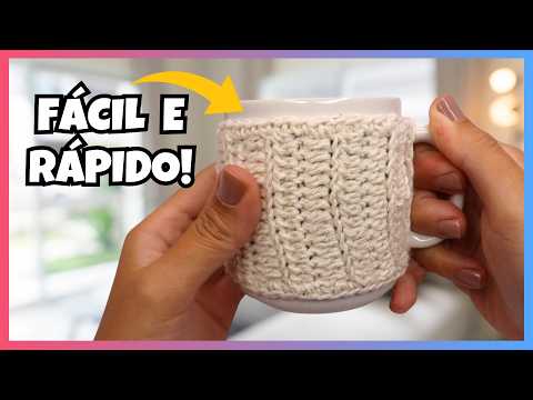 CAPA PARA CANECA EM CROCHÊ SIMPLES PASSO A PASSO